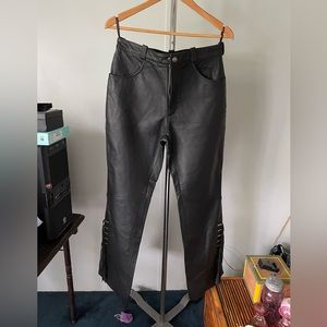 Ladies leather Harley Davidson riding pants with fringe